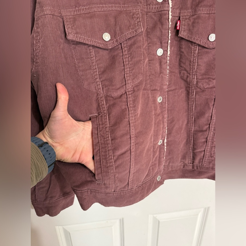 NWT Levi’s Faux Shearling 90’s Trucker Jacket – Rose Taupe – XL - Picture 7 of 15